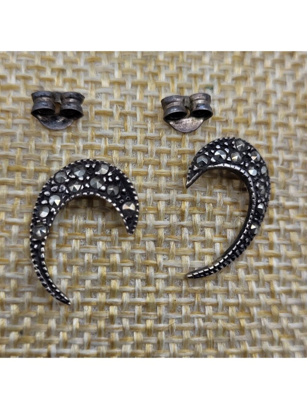 Beautiful Sterling Silver Marcasite Stud earrings elegant Sexy Shooting star